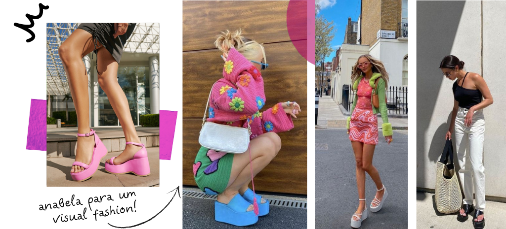 Invista em peças modernas para um visual fashion com anabela plataforma.  (Fotos: divulgação)