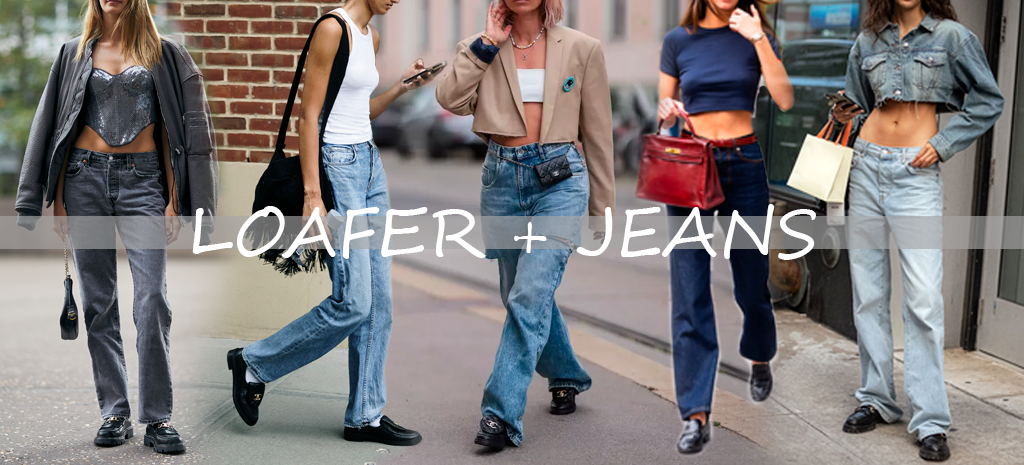 Looks casuais e despojados com loafer e calça jeans.  (Fotos: divulgação)