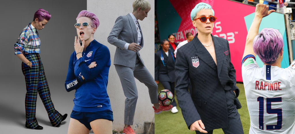 Estilo da Rapinoe. (Fotos: divulgação)