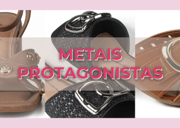 Calçados com metais protagonistas. (Fotos: divulgação)