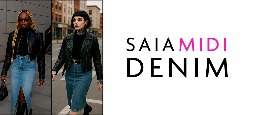 Bota de Cano Longo + Saia Midi Denim. (Fotos: divulgação)