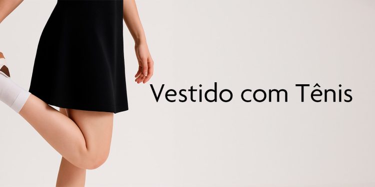 Vestido com tênis estilo casual-chique.