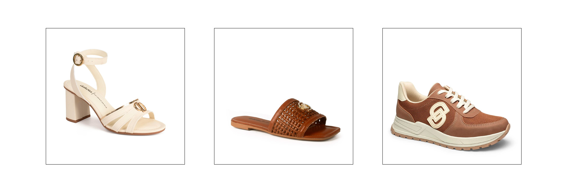 DDesign nos calçados garantem estilo e brilho.