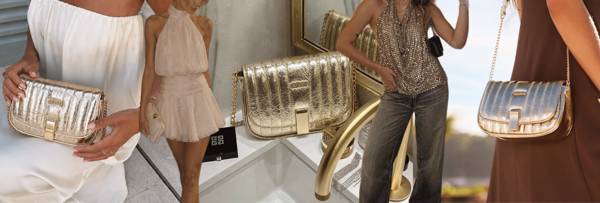 Para looks de festa, nada melhor do que a bolsa metalizada.
